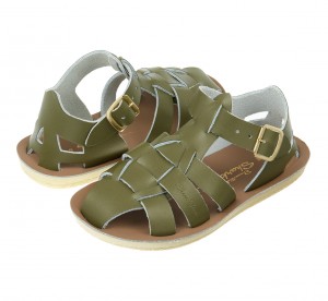 Kids' Salt Water Shark Sandals Olive | 10NOMHCIS