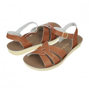 Women's Salt Water Swimmer Sandals Brown | 48RYIUXKC