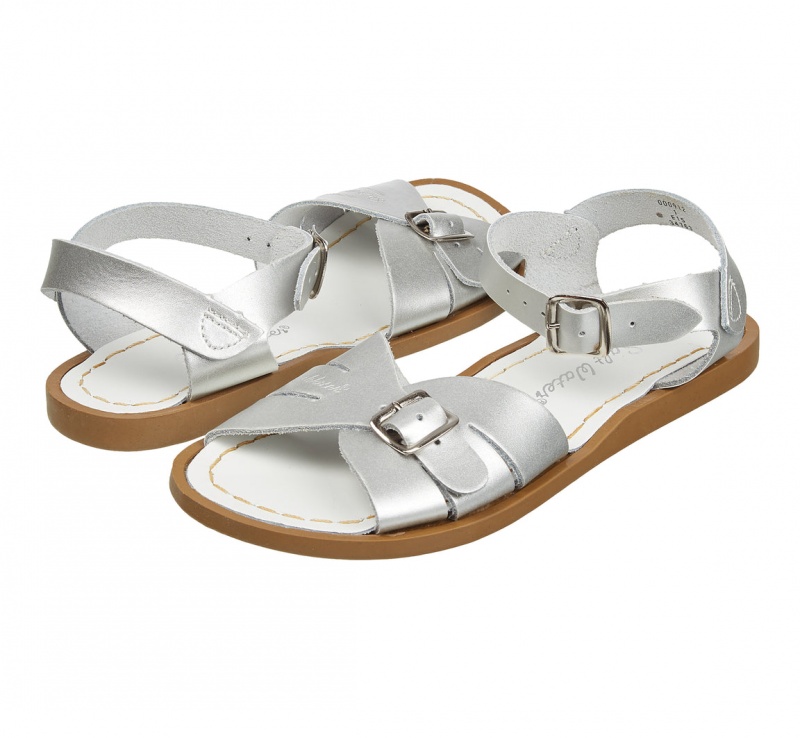 Kids\' Salt Water Classic Sandals Silver | 51QMKGXYH