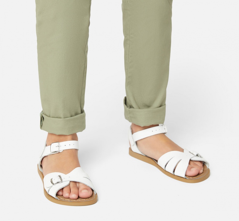 Kids' Salt Water Classic Sandals White | 78ELKBXNZ