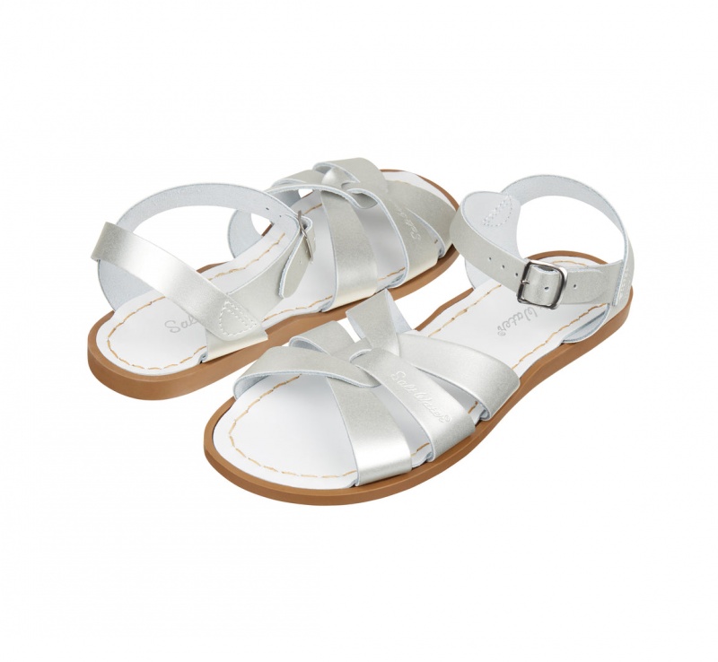 Kids\' Salt Water Original Sandals Silver | 21NJSRUCG