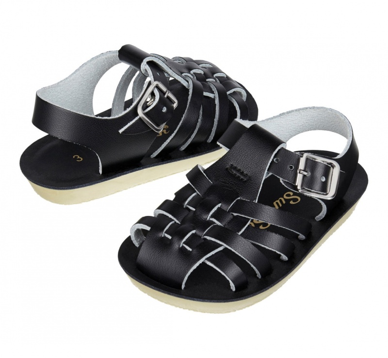 Kids\' Salt Water Sailor Sandals Black | 36ZSXMRNV