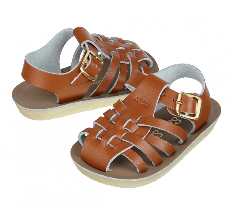 Kids\' Salt Water Sailor Sandals Brown | 35XHIKTZP