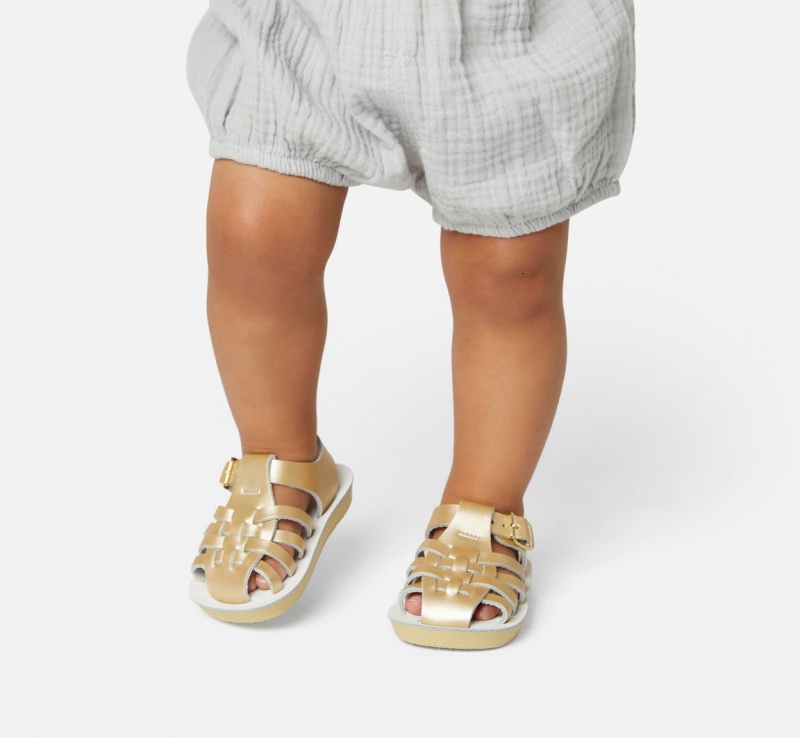 Kids' Salt Water Sailor Sandals Gold | 98OYEXAPI