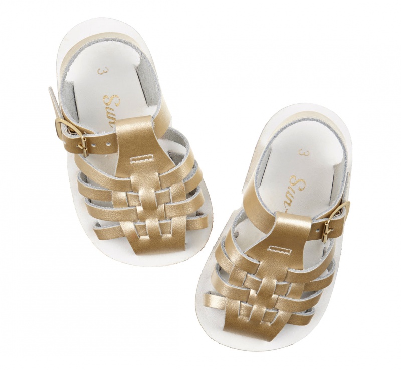 Kids' Salt Water Sailor Sandals Gold | 98OYEXAPI