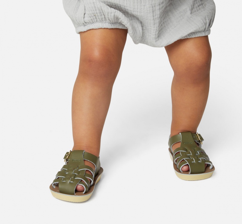 Kids' Salt Water Sailor Sandals Olive | 73ZVIQRDJ