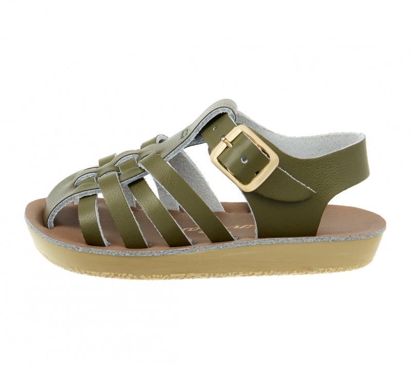 Kids' Salt Water Sailor Sandals Olive | 73ZVIQRDJ