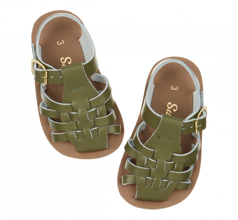 Kids' Salt Water Sailor Sandals Olive | 73ZVIQRDJ