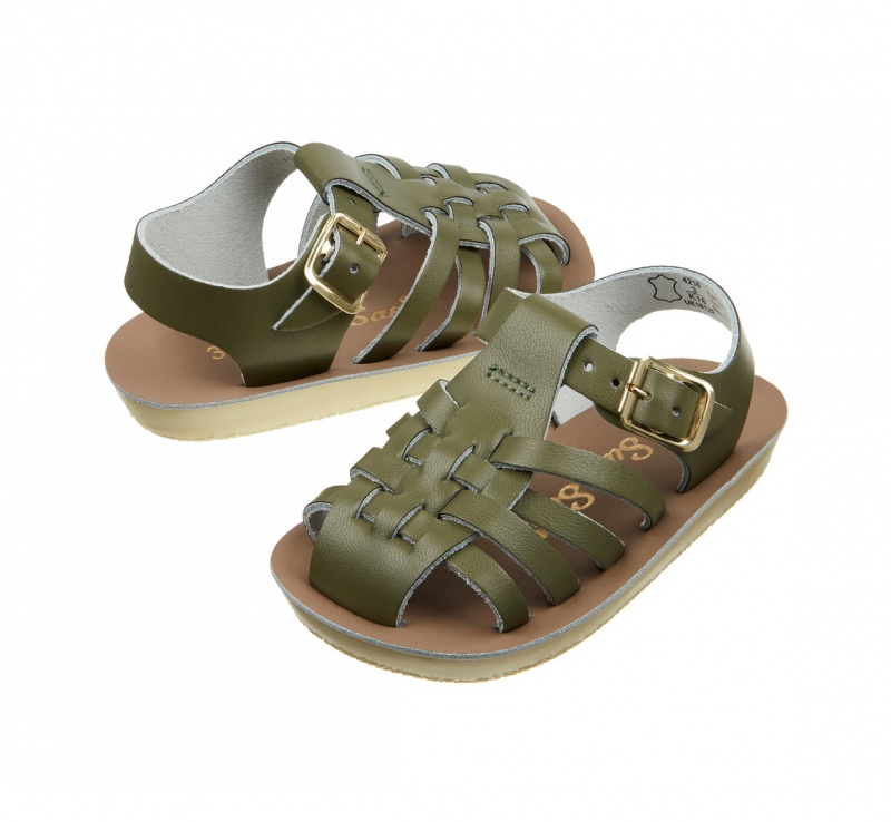 Kids\' Salt Water Sailor Sandals Olive | 73ZVIQRDJ