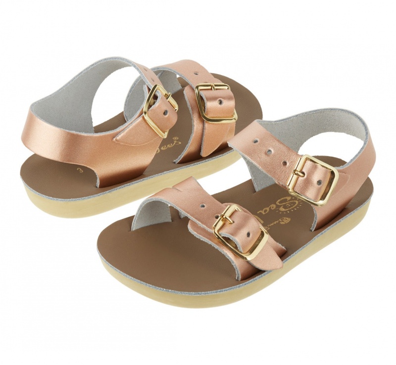 Kids\' Salt Water Seawee Sandals Rose Gold | 80RDITYMA