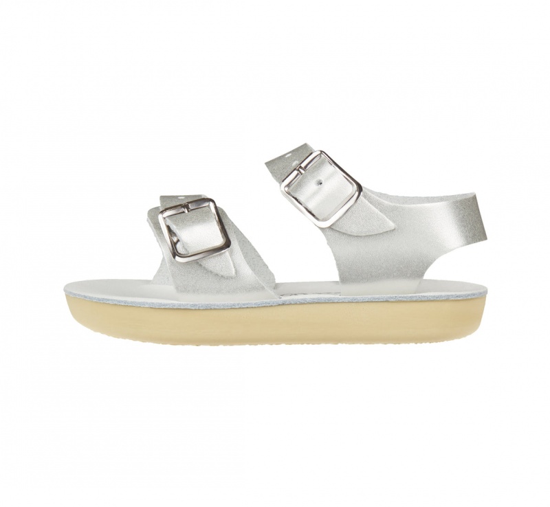 Kids' Salt Water Seawee Sandals Silver | 82NLMSBJE