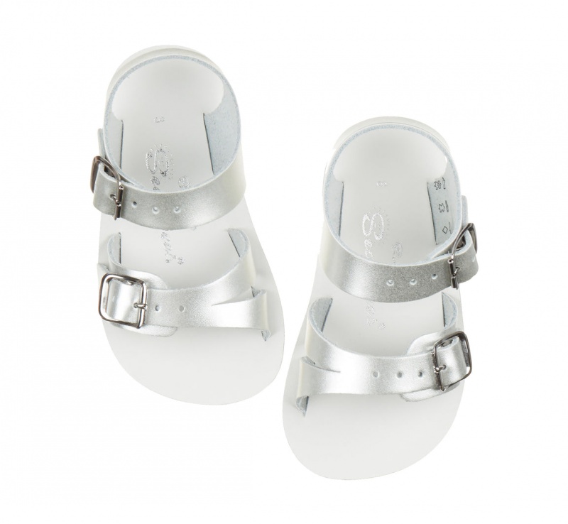 Kids' Salt Water Seawee Sandals Silver | 82NLMSBJE