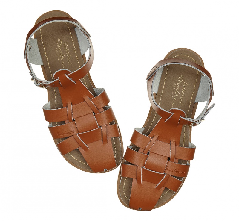 Kids' Salt Water Shark Original Sandals Brown | 94AHFBSWP