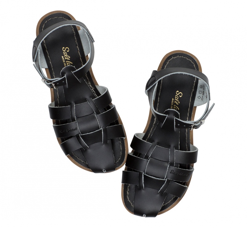 Kids' Salt Water Shark Original Sandals Black | 32TXBNPEM