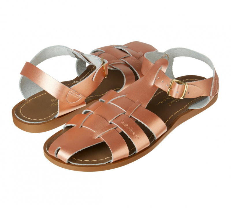 Kids\' Salt Water Shark Original Sandals Rose Gold | 56TEVIRQD