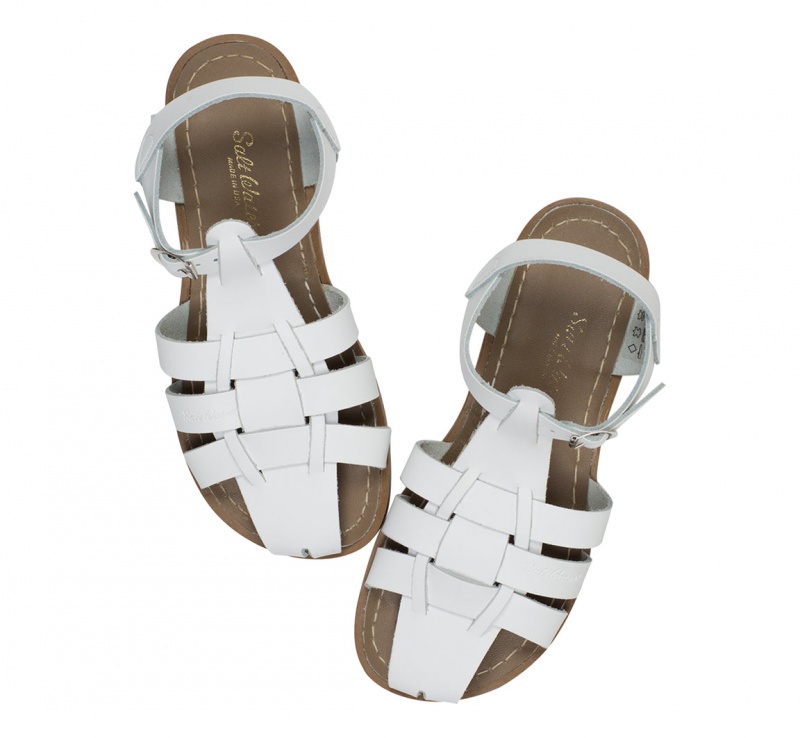 Kids' Salt Water Shark Original Sandals White | 40MINQDTA