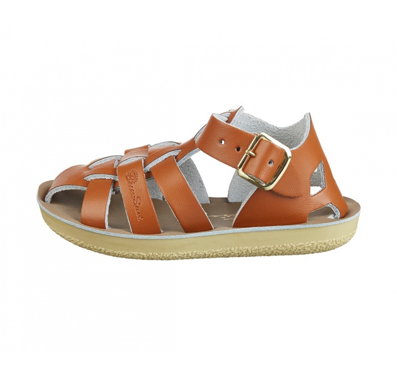 Kids' Salt Water Shark Sandals Brown | 79KOPIYHR