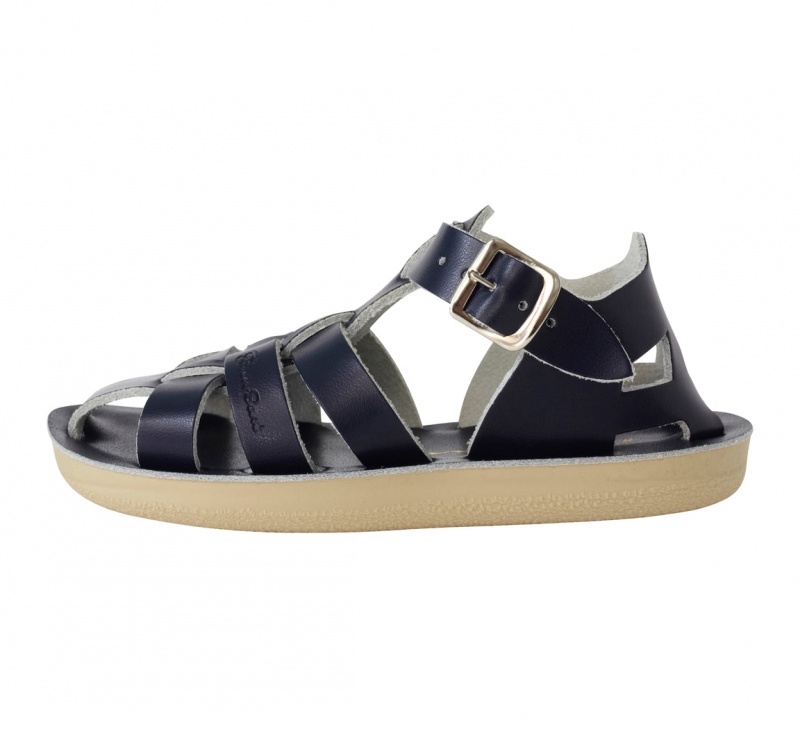 Kids' Salt Water Shark Sandals Navy | 40LEWYBIG