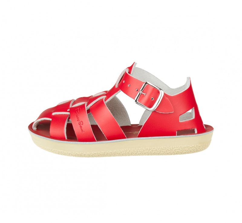 Kids' Salt Water Shark Sandals Red | 01VPTULFJ