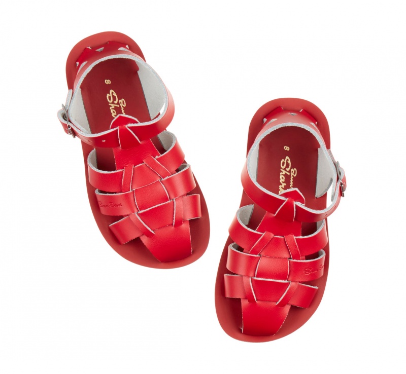 Kids' Salt Water Shark Sandals Red | 01VPTULFJ