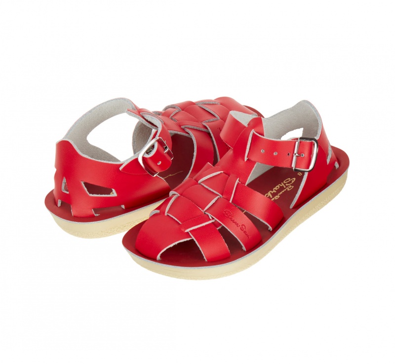 Kids\' Salt Water Shark Sandals Red | 01VPTULFJ