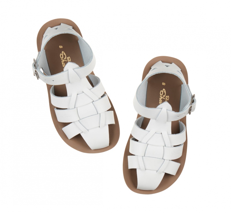 Kids' Salt Water Shark Sandals White | 51RGOIEXY