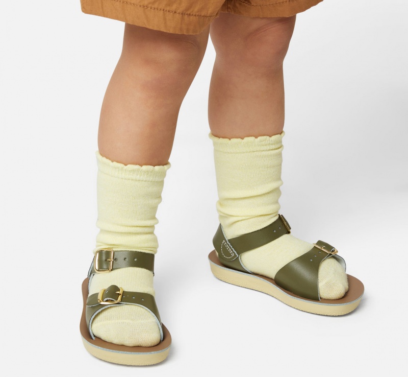 Kids' Salt Water Surfer Sandals Olive | 89IKDSNOG