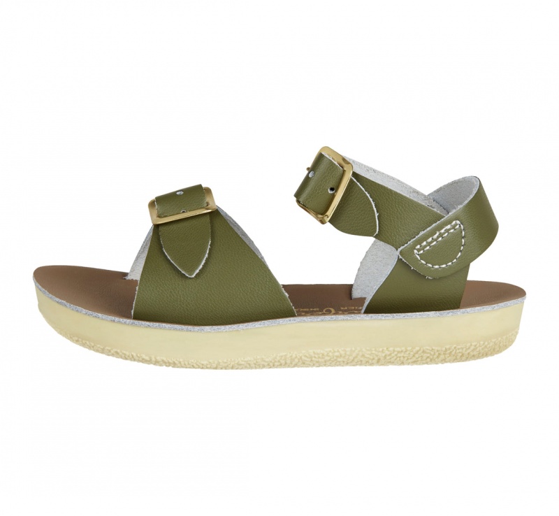 Kids' Salt Water Surfer Sandals Olive | 89IKDSNOG