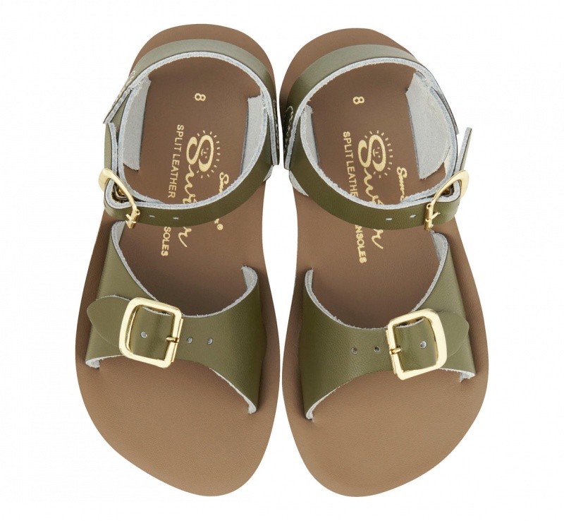 Kids' Salt Water Surfer Sandals Olive | 89IKDSNOG