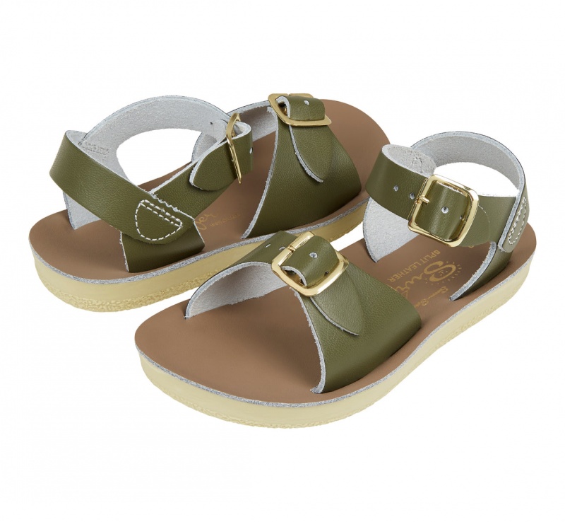 Kids\' Salt Water Surfer Sandals Olive | 89IKDSNOG