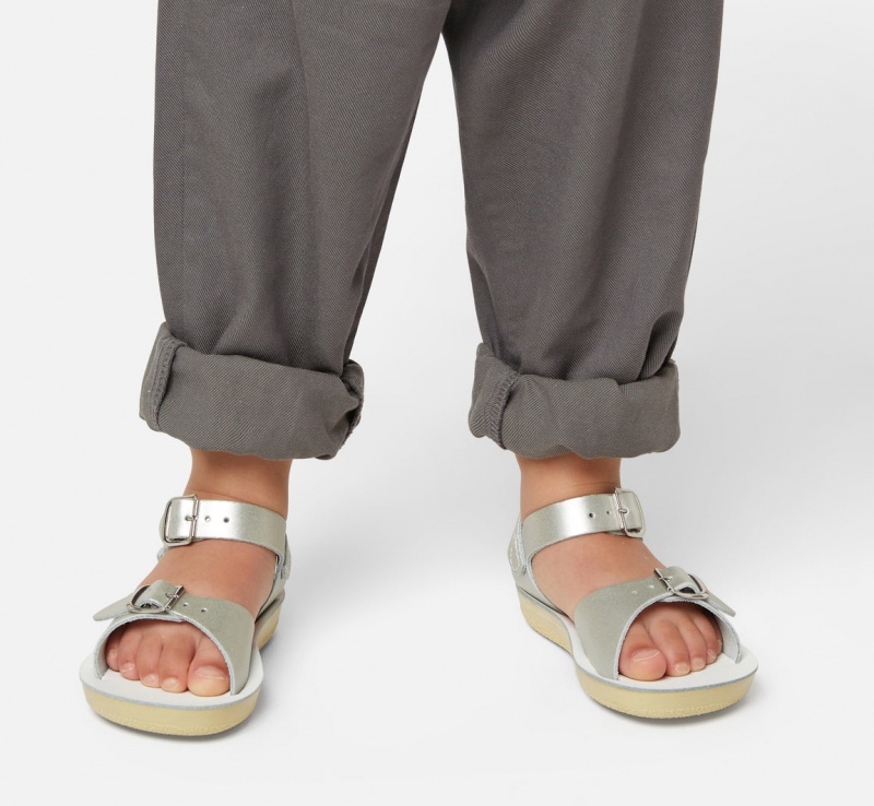 Kids' Salt Water Surfer Sandals Silver | 15QMPODEV