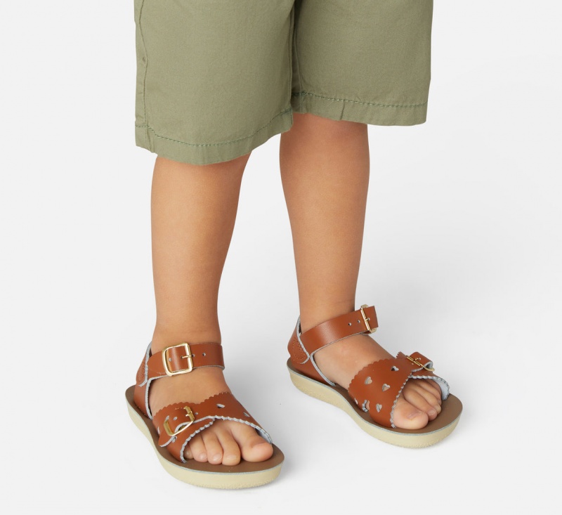 Kids' Salt Water Sweetheart Sandals Brown | 32XILWJFU