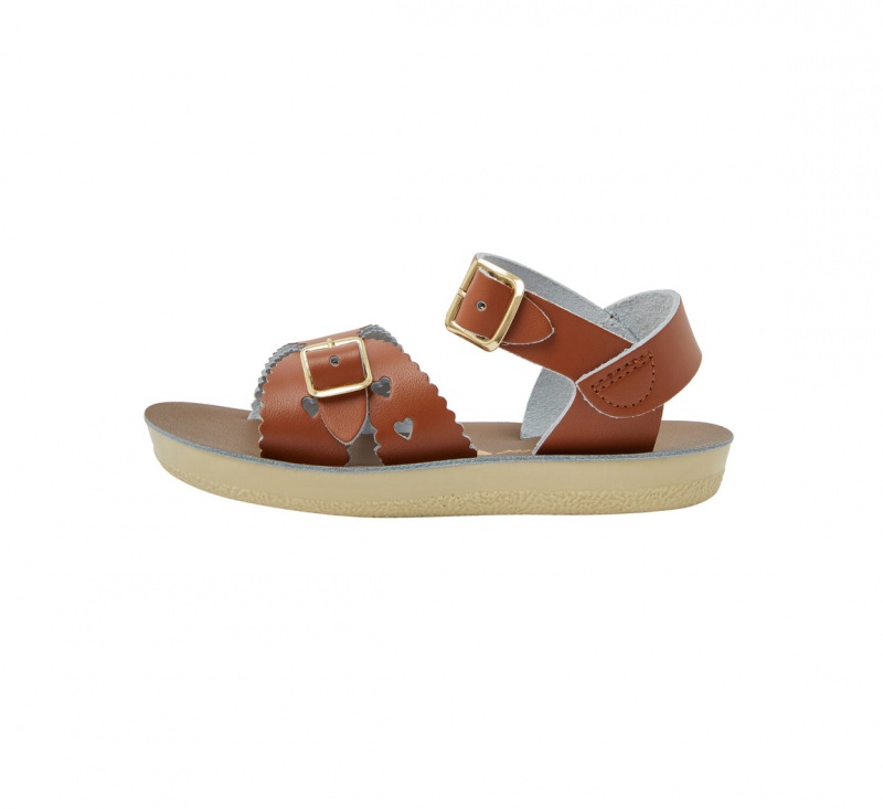 Kids' Salt Water Sweetheart Sandals Brown | 32XILWJFU