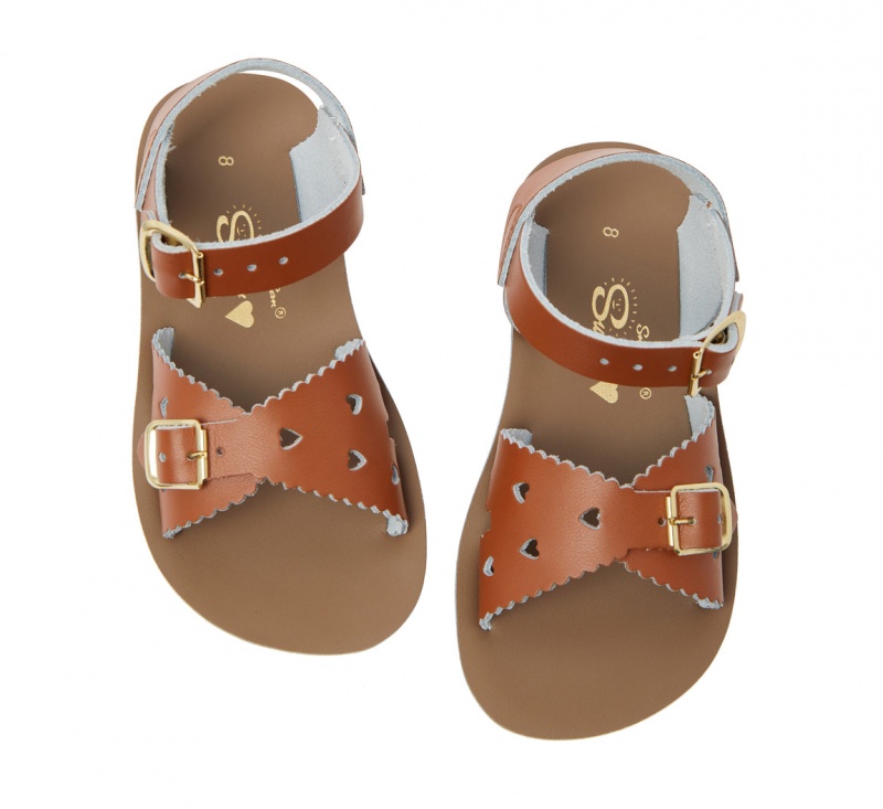 Kids' Salt Water Sweetheart Sandals Brown | 32XILWJFU