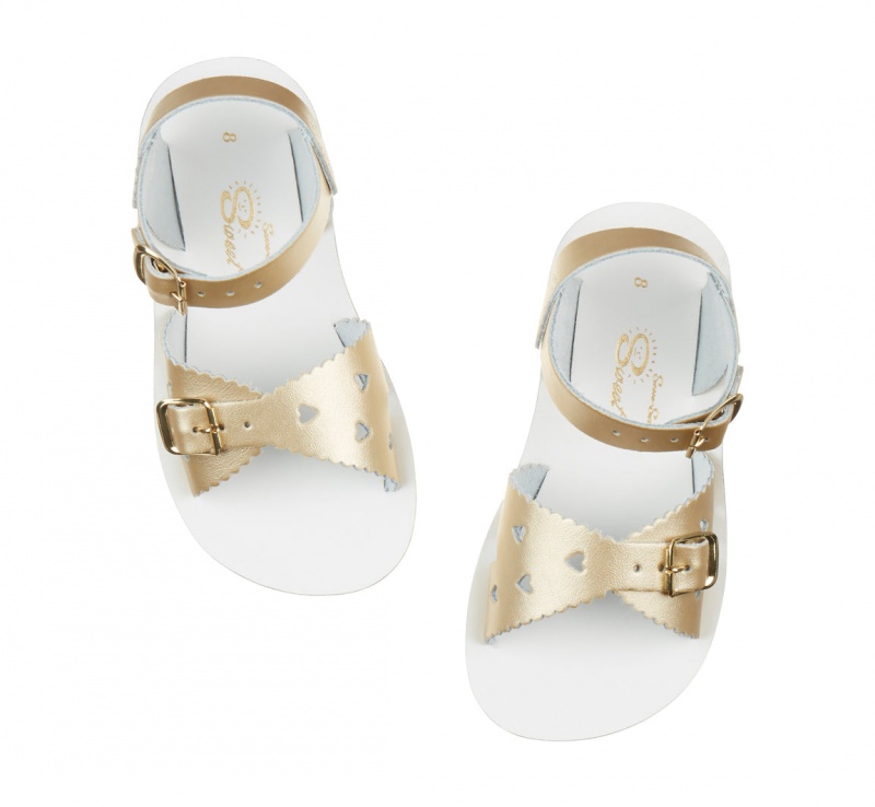 Kids' Salt Water Sweetheart Sandals Gold | 57NQTAIYV