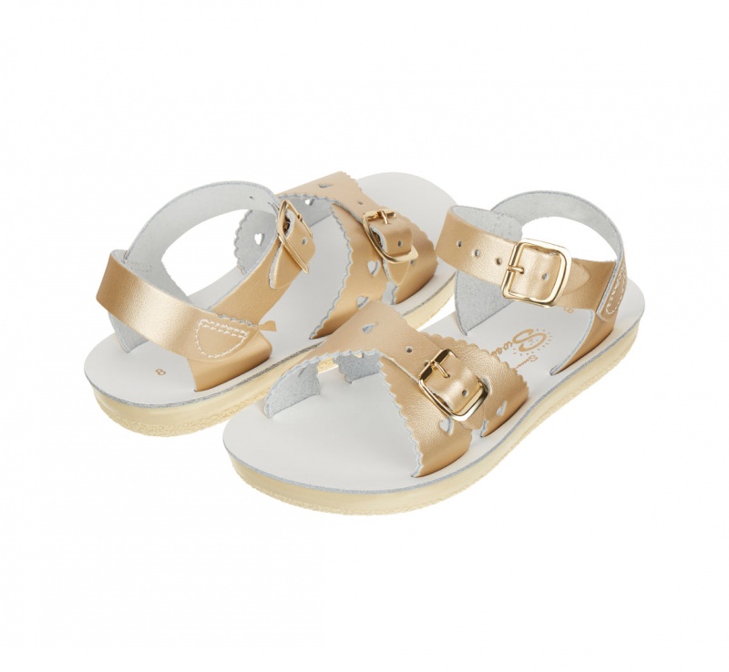 Kids\' Salt Water Sweetheart Sandals Gold | 57NQTAIYV