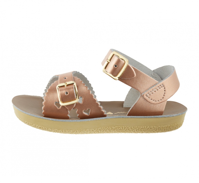 Kids' Salt Water Sweetheart Sandals Rose Gold | 73NWFPGHU