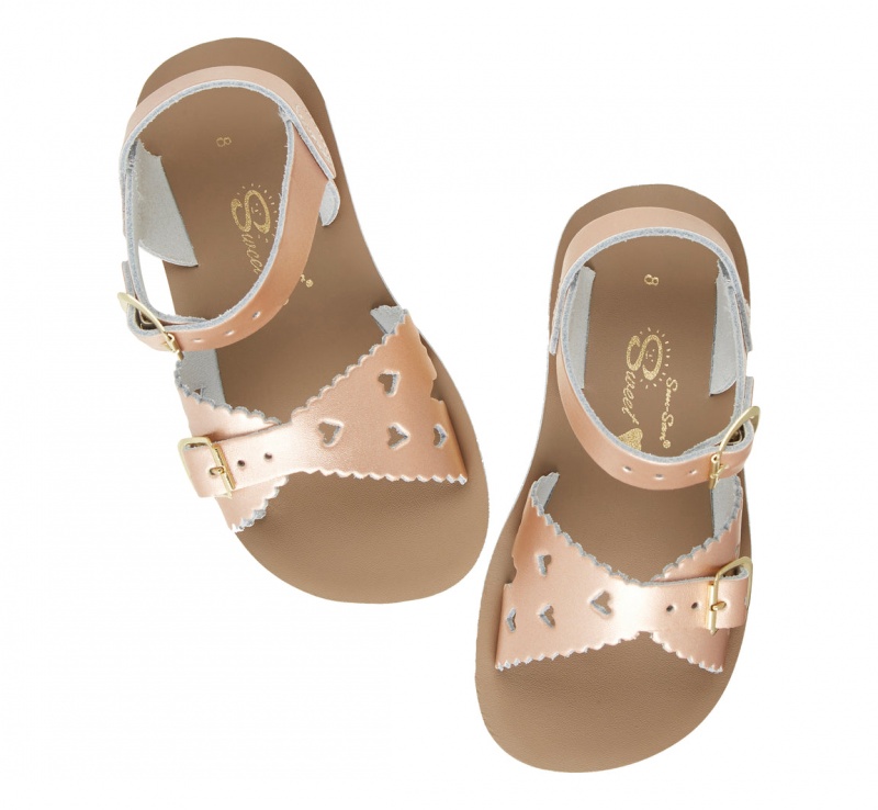 Kids' Salt Water Sweetheart Sandals Rose Gold | 73NWFPGHU