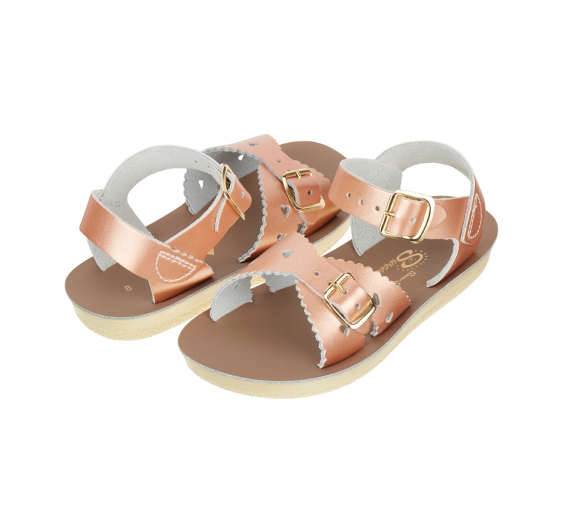 Kids\' Salt Water Sweetheart Sandals Rose Gold | 73NWFPGHU