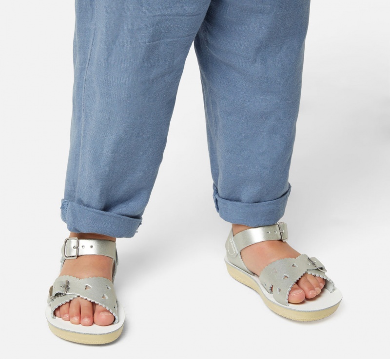 Kids' Salt Water Sweetheart Sandals Silver | 05VYCHIDU