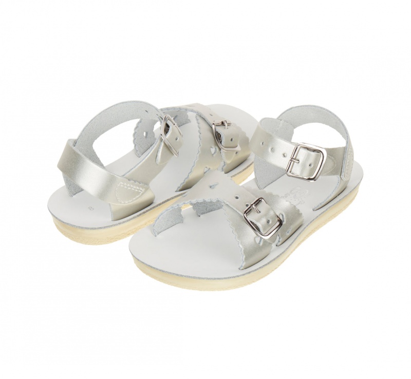 Kids\' Salt Water Sweetheart Sandals Silver | 05VYCHIDU