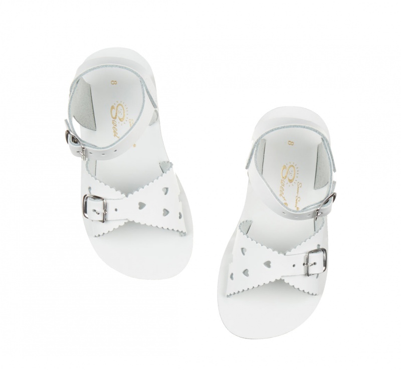 Kids' Salt Water Sweetheart Sandals White | 63ELMRJTZ