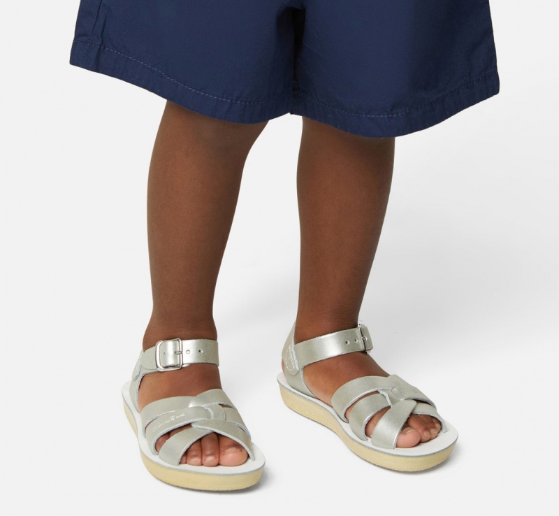 Kids' Salt Water Swimmer Sandals Silver | 42NCKUQFP