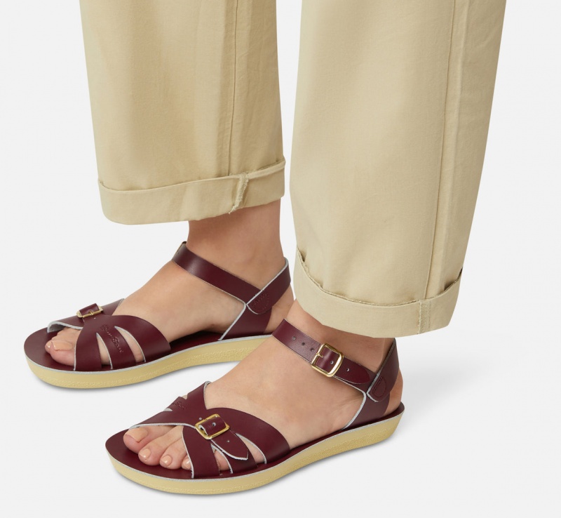 Women's Salt Water Boardwalk Sandals Claret | 67NTBGEZD