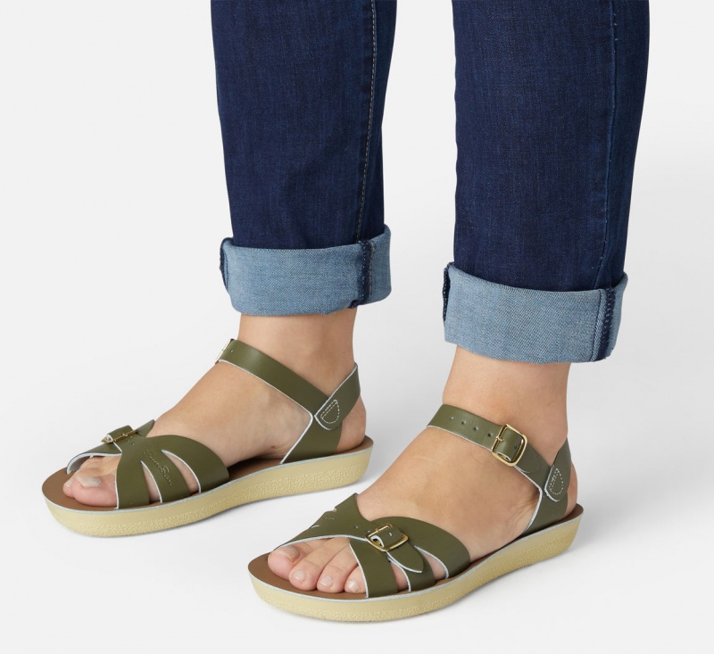 Women's Salt Water Boardwalk Sandals Olive | 39GFYPETL