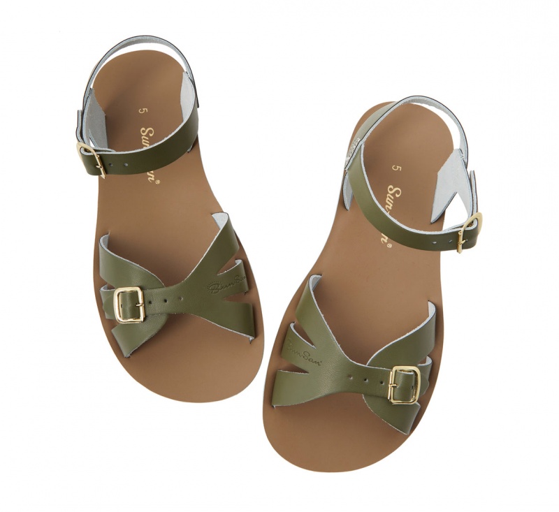 Women's Salt Water Boardwalk Sandals Olive | 39GFYPETL