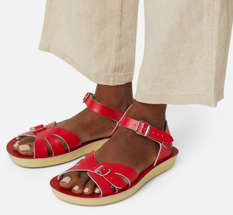 Women's Salt Water Boardwalk Sandals Red | 05YXPJNLE