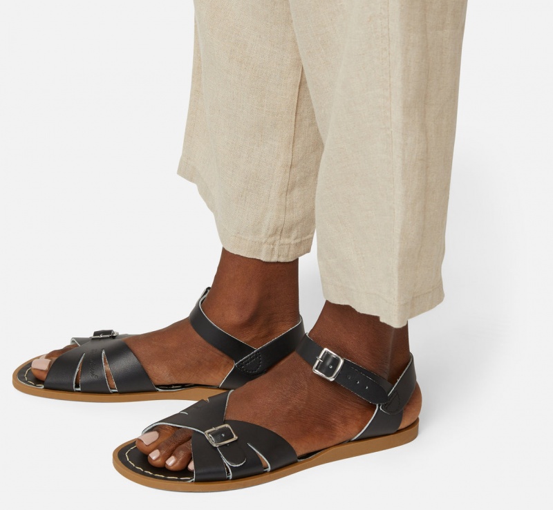 Women's Salt Water Classic Sandals Black | 51GCZYDXT