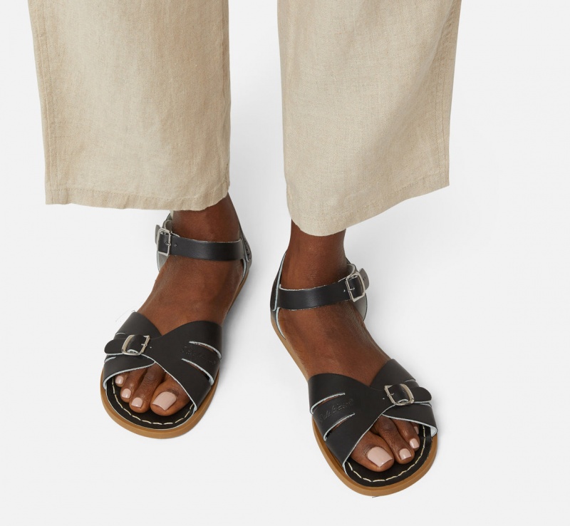 Women's Salt Water Classic Sandals Black | 51GCZYDXT