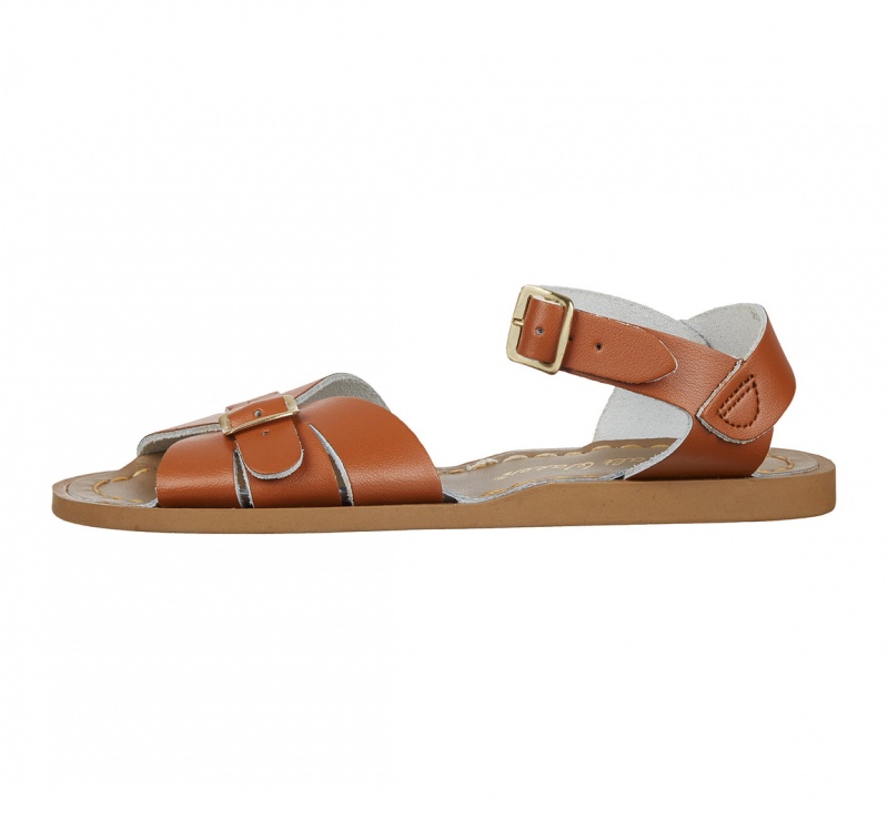 Women's Salt Water Classic Sandals Brown | 54AICGMOB